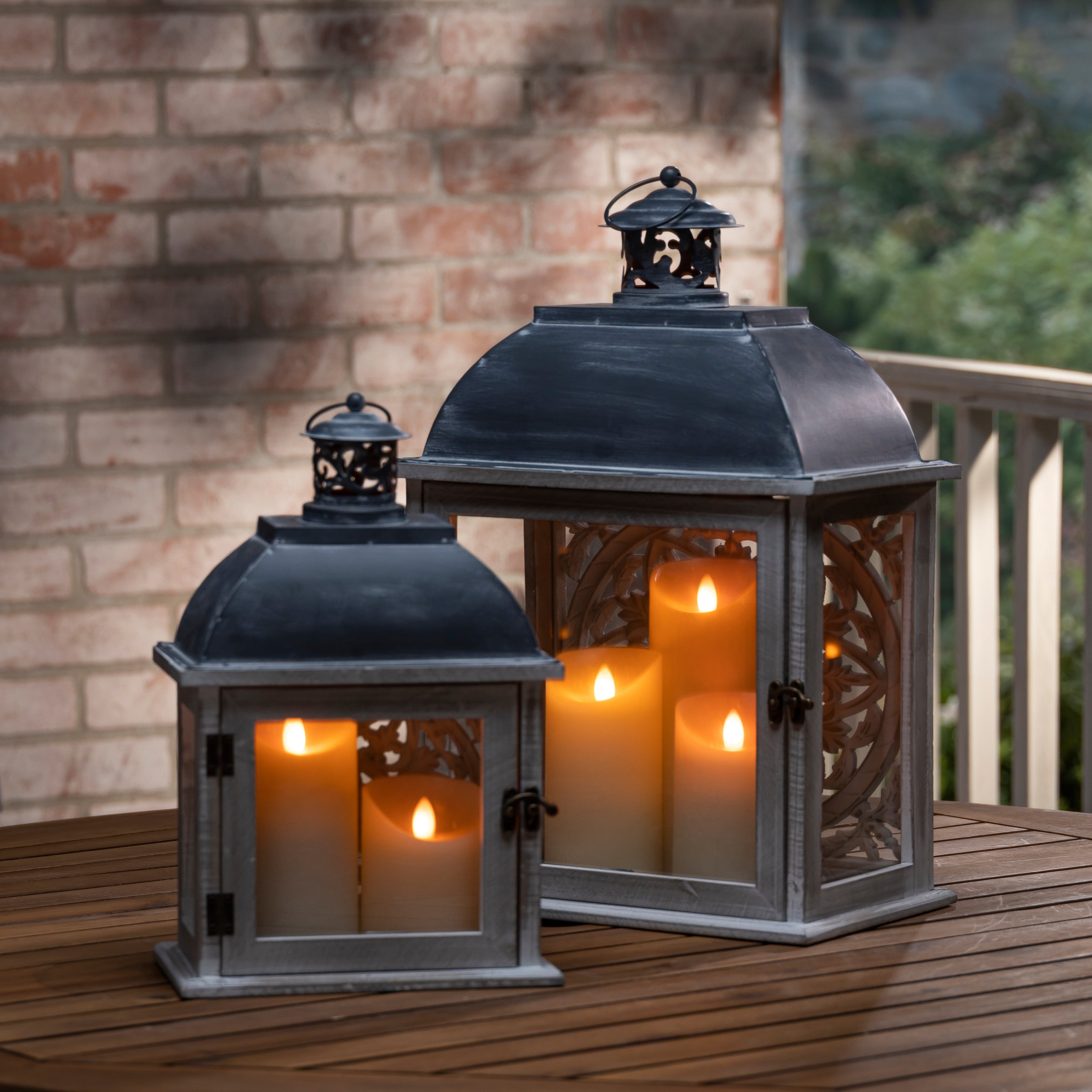 Nesting Rectangular Decorative Lanterns, set of 2